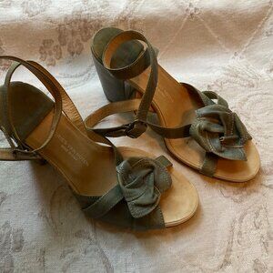 RarDRIES VAN NOTEN Leather High Heels Sandal Green SZ 36